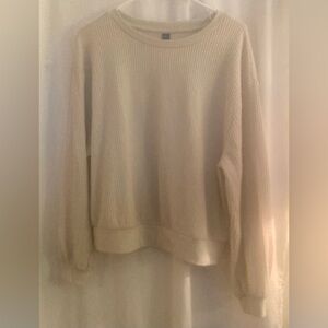 Old Navy Ivory Ribbed Cream Crew Neck Long Sleeve Sweater Soft & Stretchy Size L